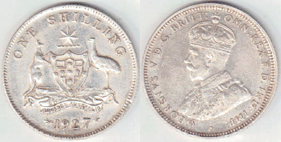 1927 Australia silver Shilling (EF) A003433